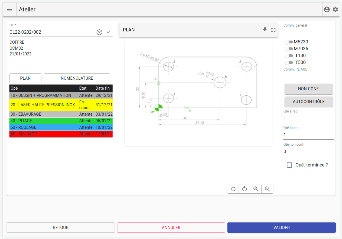 Suivi d'avancement de production et consultation de documents GED dans l'atelier avec HERAKLES MOBILITE