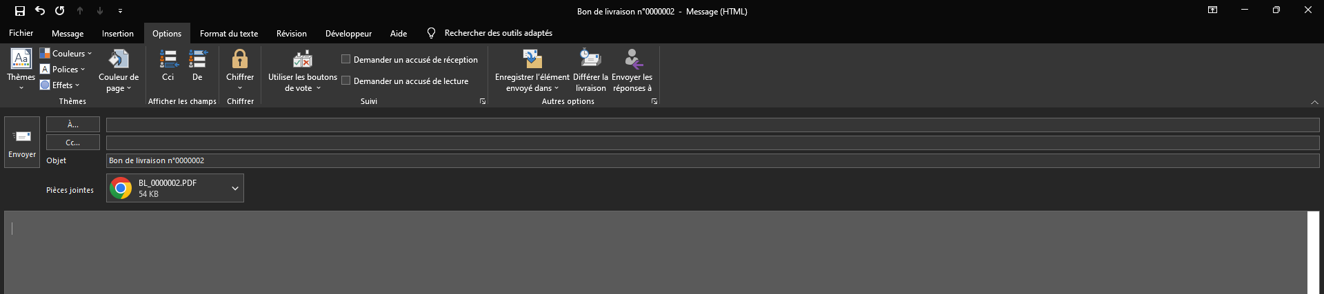 Envoi d'un bon de livraison par mail avec fichier joint automatiquement