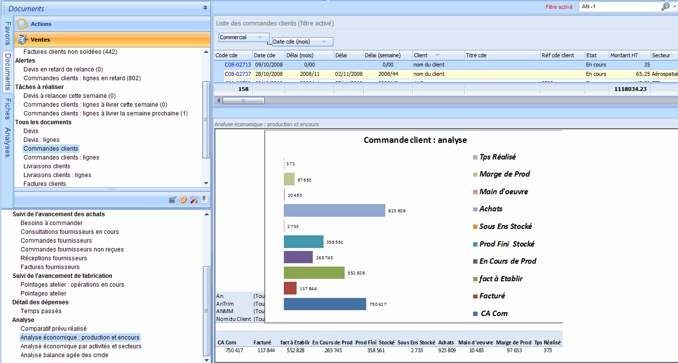 Une analyse de commande avec le logiciel ERP HERAKLES