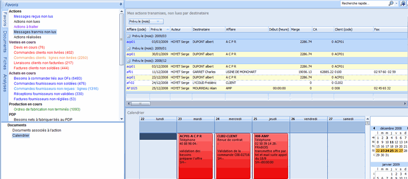 Accueil du module CRM du logiciel HERAKLES