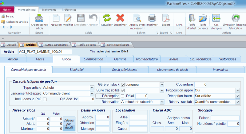 Consultation du stock d'un article dans le logiciel ERP HERAKLES
