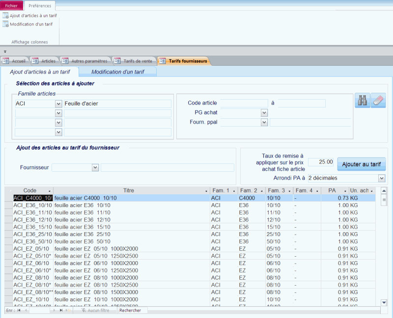 Gestion des tarifs fournisseurs dans le logiciel HERAKLES ERP