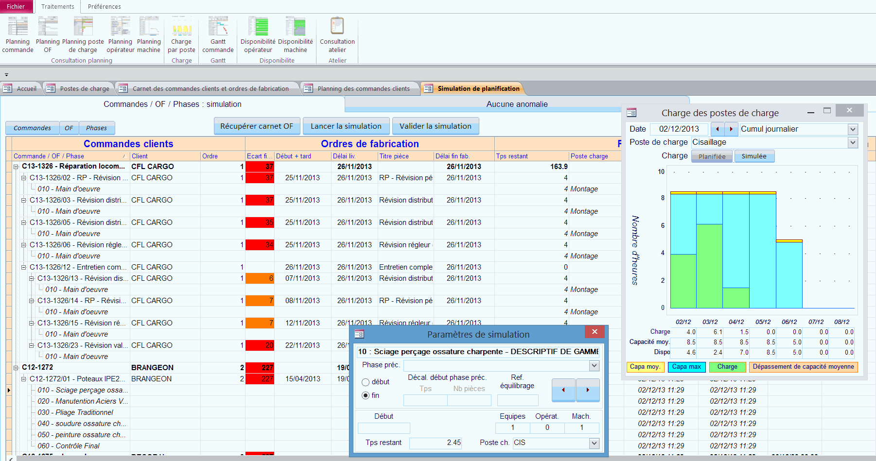 Simulation du planning de production dans le logiciel ERP HERAKLES
