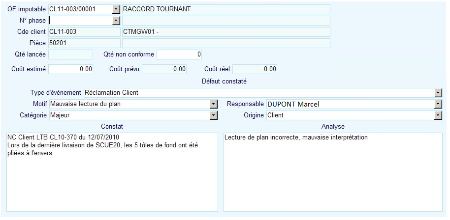 Création d'une non-conformité interne dans HERAKLES